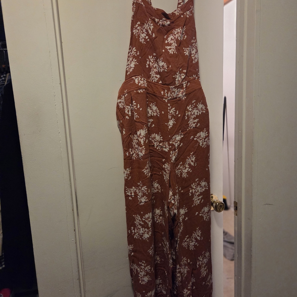 Elegant Floral Jumpsuit - Terracotta